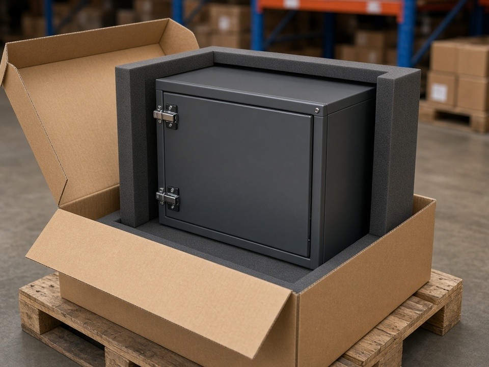 Custom heavy-duty wooden crate prepared for international sea freight