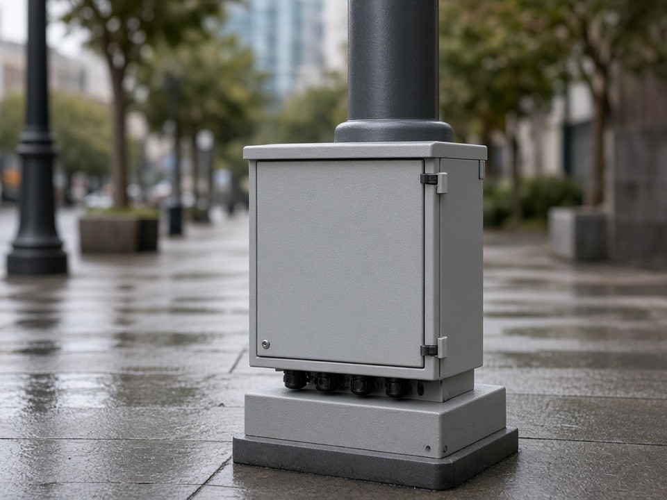 Custom sheet metal street light junction box enclosure